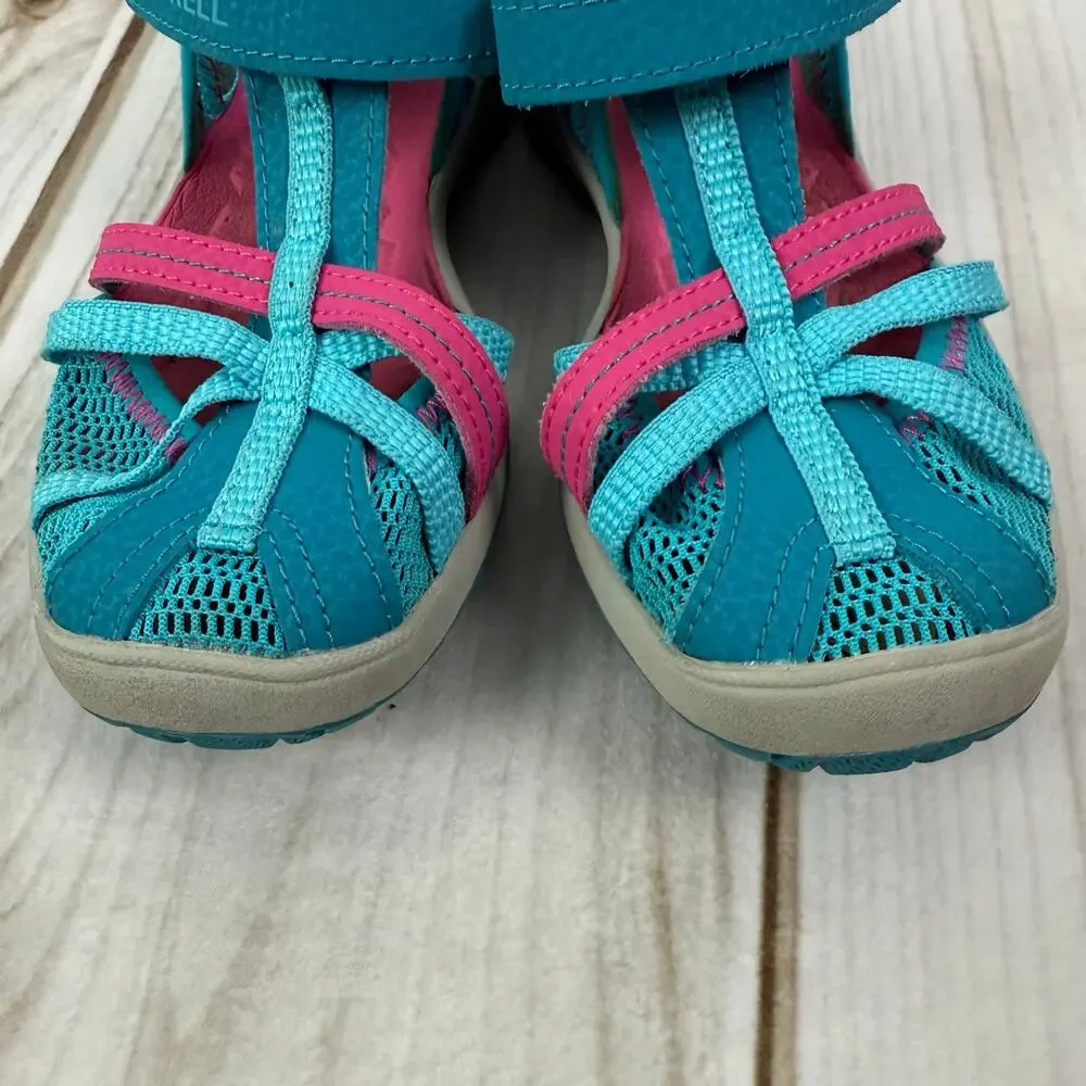 Merrell Kids Dragonfly‎ Stay-Put Sandals Water Shoes Aqua Pink Size 12